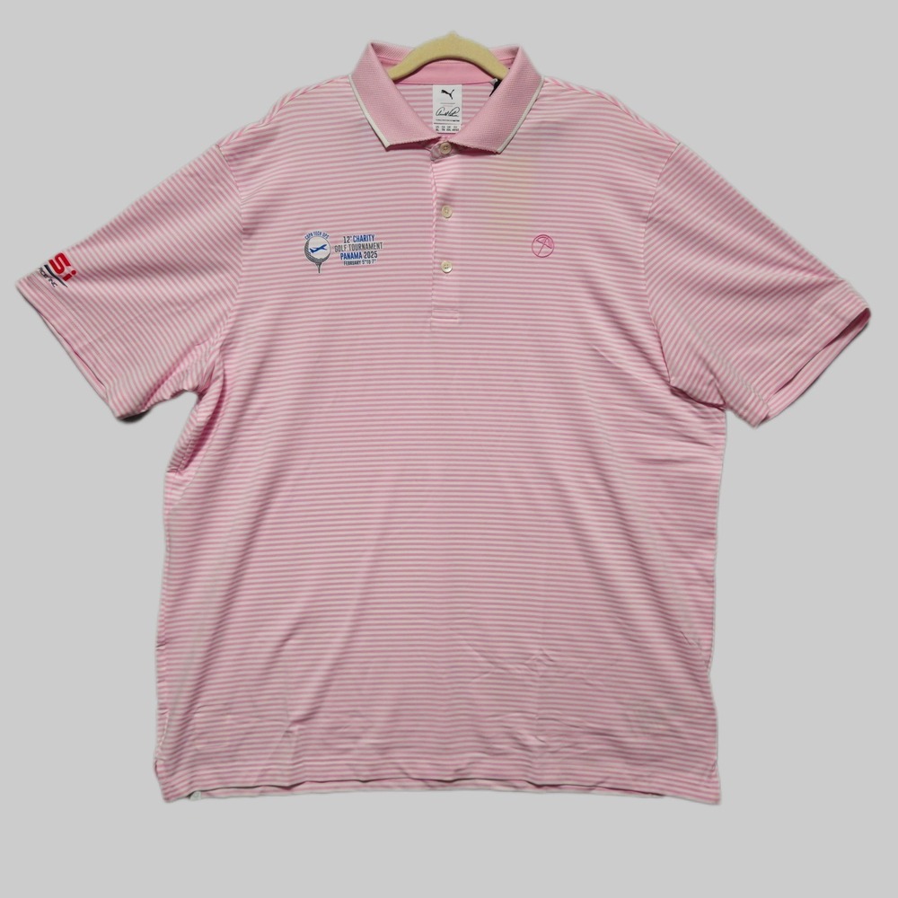 Puma x Arnold Palmer Collab Golf Polo Shirt Mens XL Pink Logo Performance‎ NEW